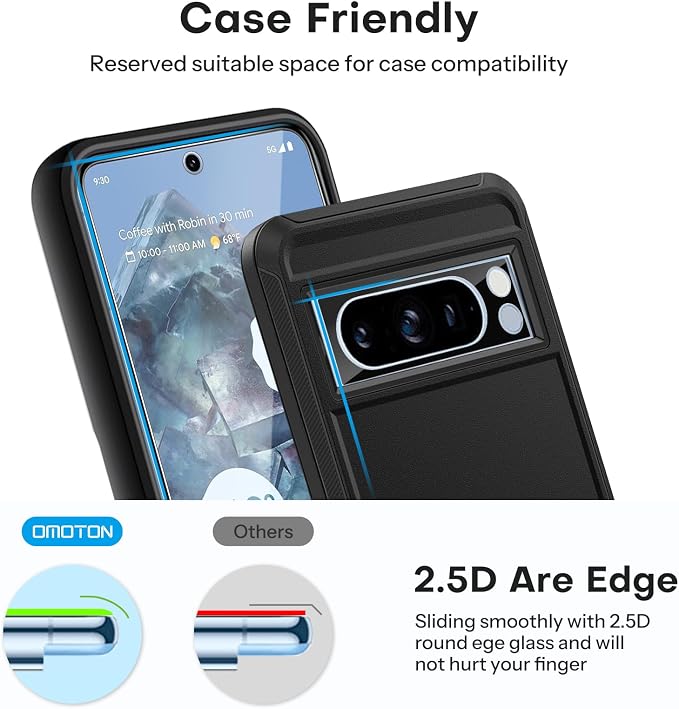 OMOTON for Pixel 8 Pro Screen Protector, 3 Pack for Pixel 8 Pro Tempered Glass - Image 5