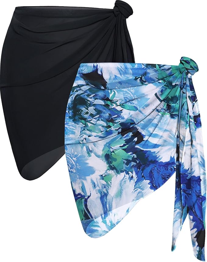 CHICGAL 2 Pieces Women Beach Sarong Bathing Suit Wrap Skirt Sheer Bikini by CHICGAL