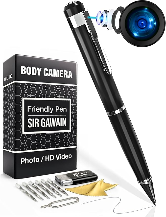 SIRGAWAIN Premium Body Camera Pen — Full HD 1080p Video & Photos, Motion by SIRGAWAIN