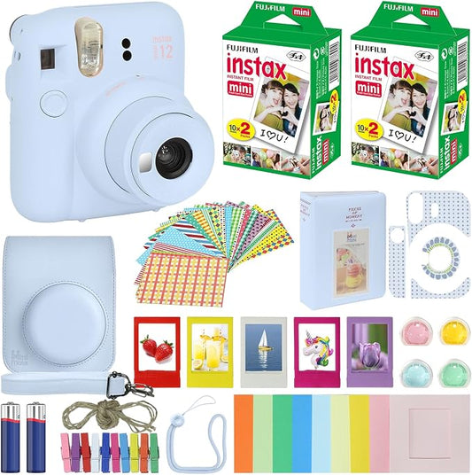 Fujifilm Instax Mini 12 Instant Camera Pastel Blue + Carrying Case + Fuji by FUJIFILM