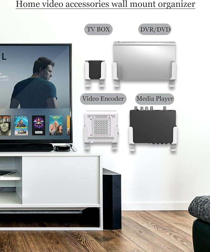 Universal Wall Mount Shelf for Modem/Mac mini/Router Apple TV/ROKU, Fits Cable - Image 3