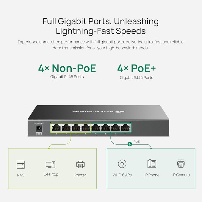 TP-Link TL-SG2008P | Jetstream 8 Port Gigabit Smart Managed PoE Switch | 4 PoE+ - Image 2