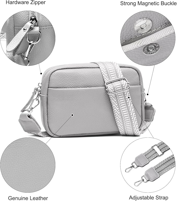 Small Crossbody Bags for Women Genuine Leather, Guitar Strap Shoulder Handbag - Image 5