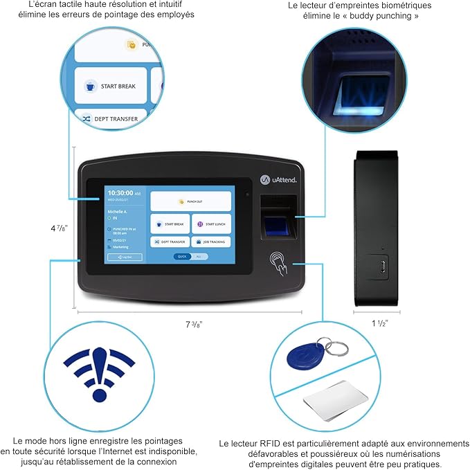 uAttend JR2000 Biometric Fingerprint, PIN Time Clock - Image 6