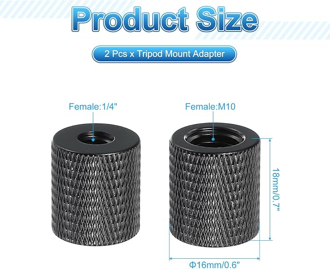 PATIKIL Tripod Screw Adapter 1/4" Female to M10 Male, 18 mm - Image 2