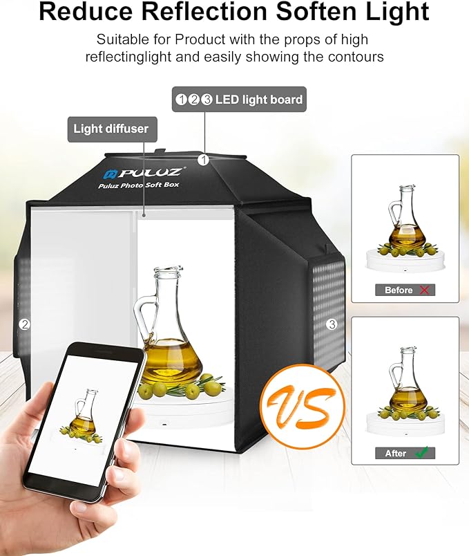 PULUZ Upgraded 16x16 inch Photo Light Box, 480 LEDs Photo Studio Tent Soft Box - Image 5