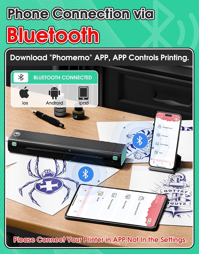 Phomemo Tattoo Stencil Printer, M08F Bluetooth Thermal Tattoo Printer - Image 3