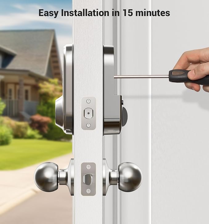 Veise RZ06C Smart Locks for Front Door, 2 Knob Handle Set, Keyless Entry - Image 7