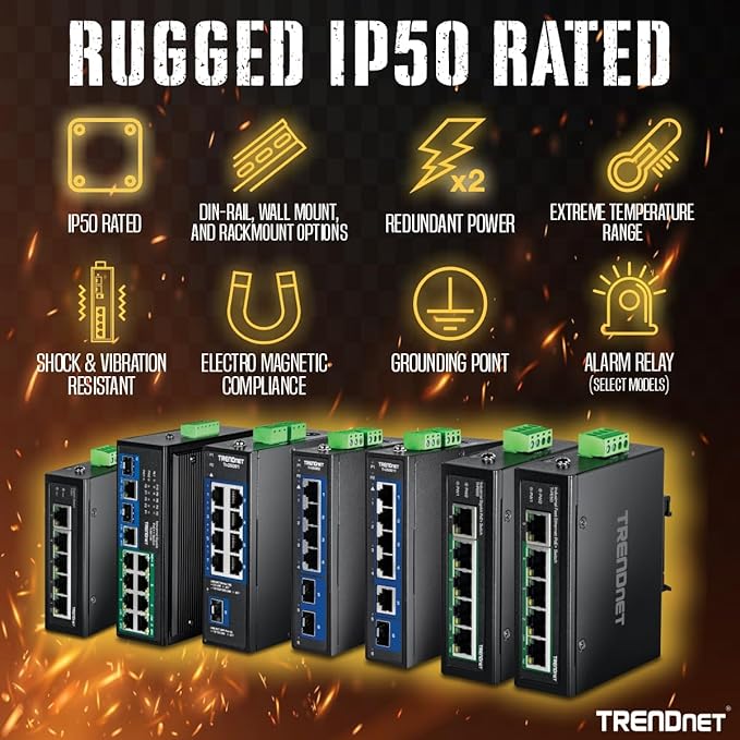 TRENDnet 5-Port Industrial Fast Ethernet DIN-Rail Switch, 5 x Fast Ethernet - Image 3