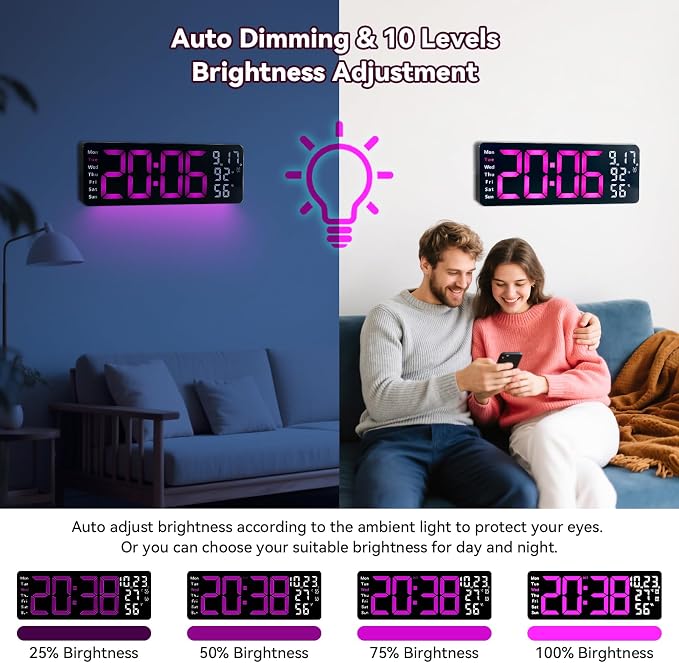 Digital Wall Clock Large Display, 17.3" Digital Clock - Image 5