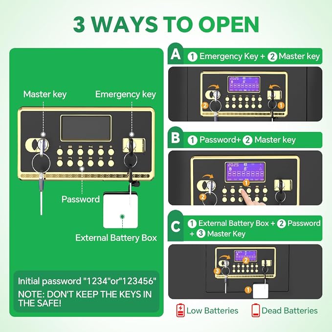 Safe Box with Digital Keypad & Alarm System - Image 3