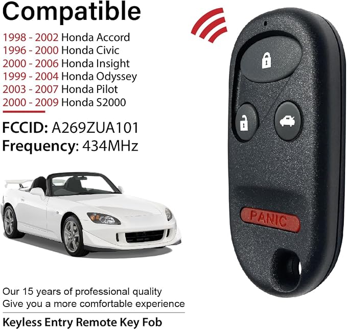 Car Key Fob Remote Keyless Entry Control A269ZUA101 434MHz 3 Button Replacement - Image 2