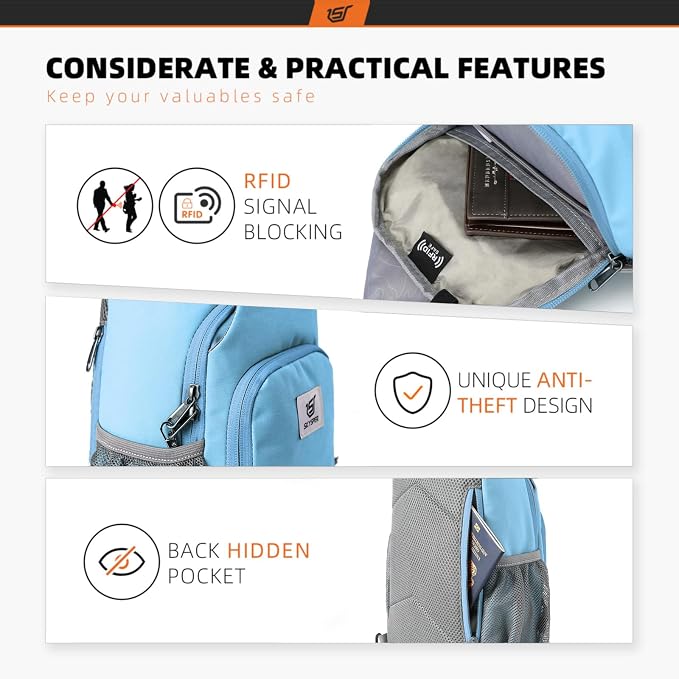 SKYSPER Sling Bag RFID Crossbody Sling Backpack Cross Body Shoulder Bag Travel - Image 3
