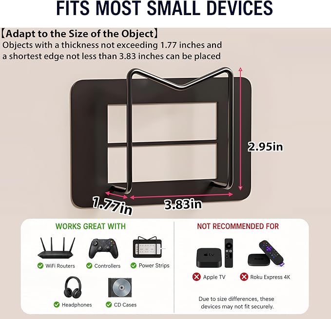 WiFi Router Wall Mount Organizer, No Drill Small Device Wall Mount Holder - Image 3