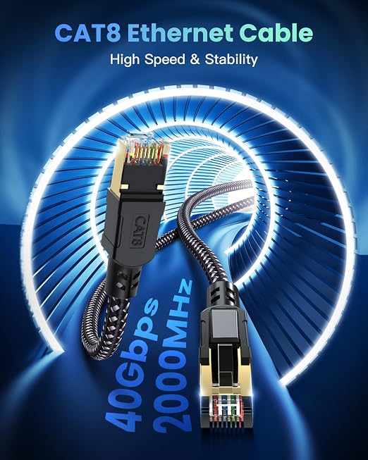BUSOHE Cat 8 Ethernet Cable 40 FT, 40Gbps 2000MHz High Speed S/FTP LAN Cable - Image 2