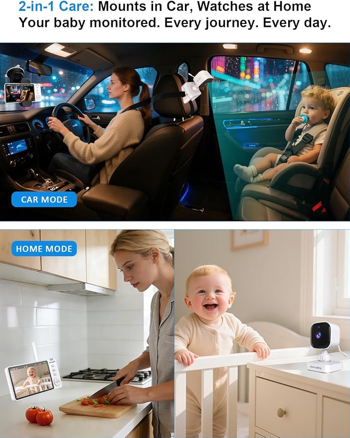 Wireless Baby Car Camera with 2 Cameras, 1080P Night Vision, Auto On/Off - Image 8