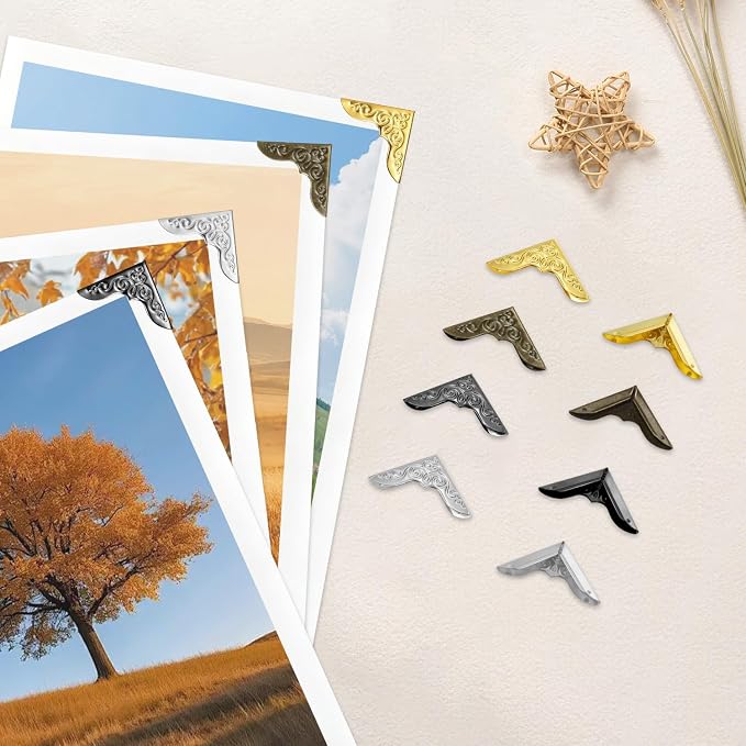 100pcs Metal Book Corner Protectors, Bronze Decorative Scrapbooking Photo - Image 6