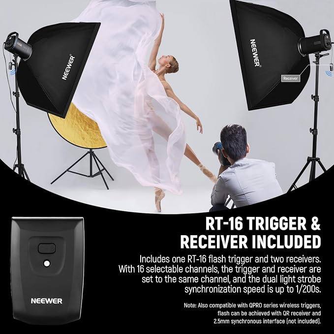 NEEWER 600Ws Studio Monolight Flash Light Kit: 2 Pack S101-300W 5600K Strobe - Image 6