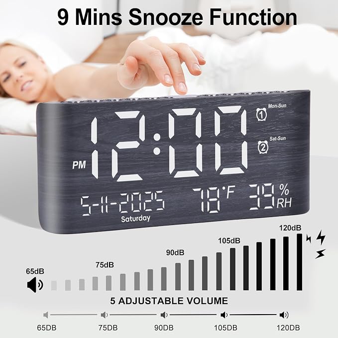 PPLEE 8.7inch Digital Alarm Clock - Image 4