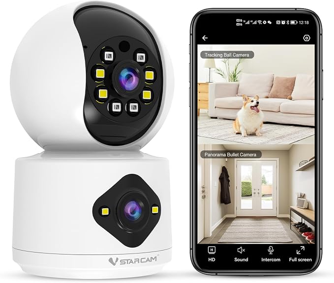 VSTARCAM 2K+2K Cameras for Home Security Indoor, Dual Cameras, 360° Pan-Tilt by VSTARCAM
