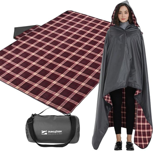 DUKUSEEK Stadium Blanket Waterproof Windproof, Outdoor Hooded Blankets by DUKUSEEK