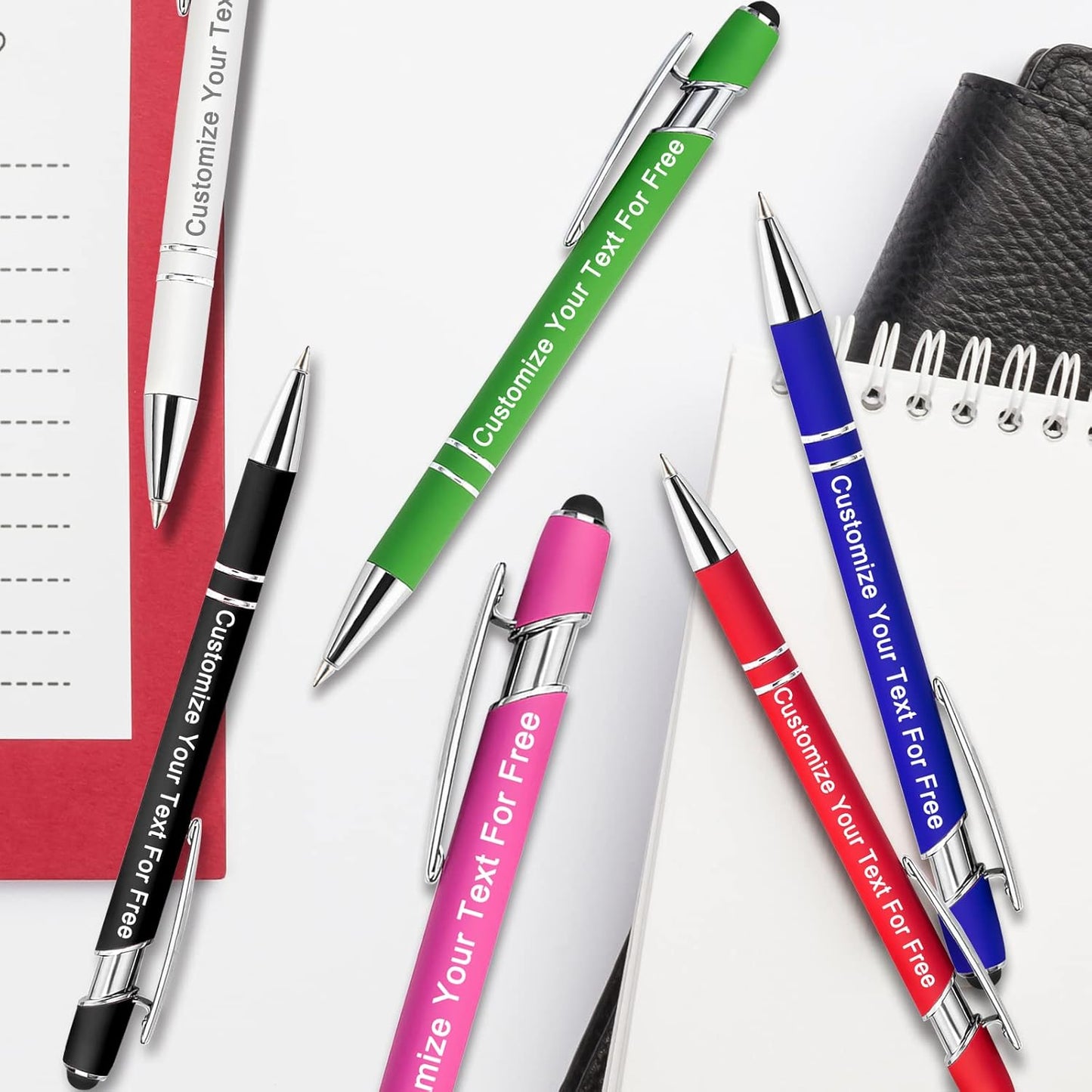 Max 500 Pcs Personalized Pens Bulk, Custom Pens with Free Engraving, Customized Stylus Tip Ballpoint Pen with Your Name Massage Text for School Office Business Graduation Anniversaries-50 Packs