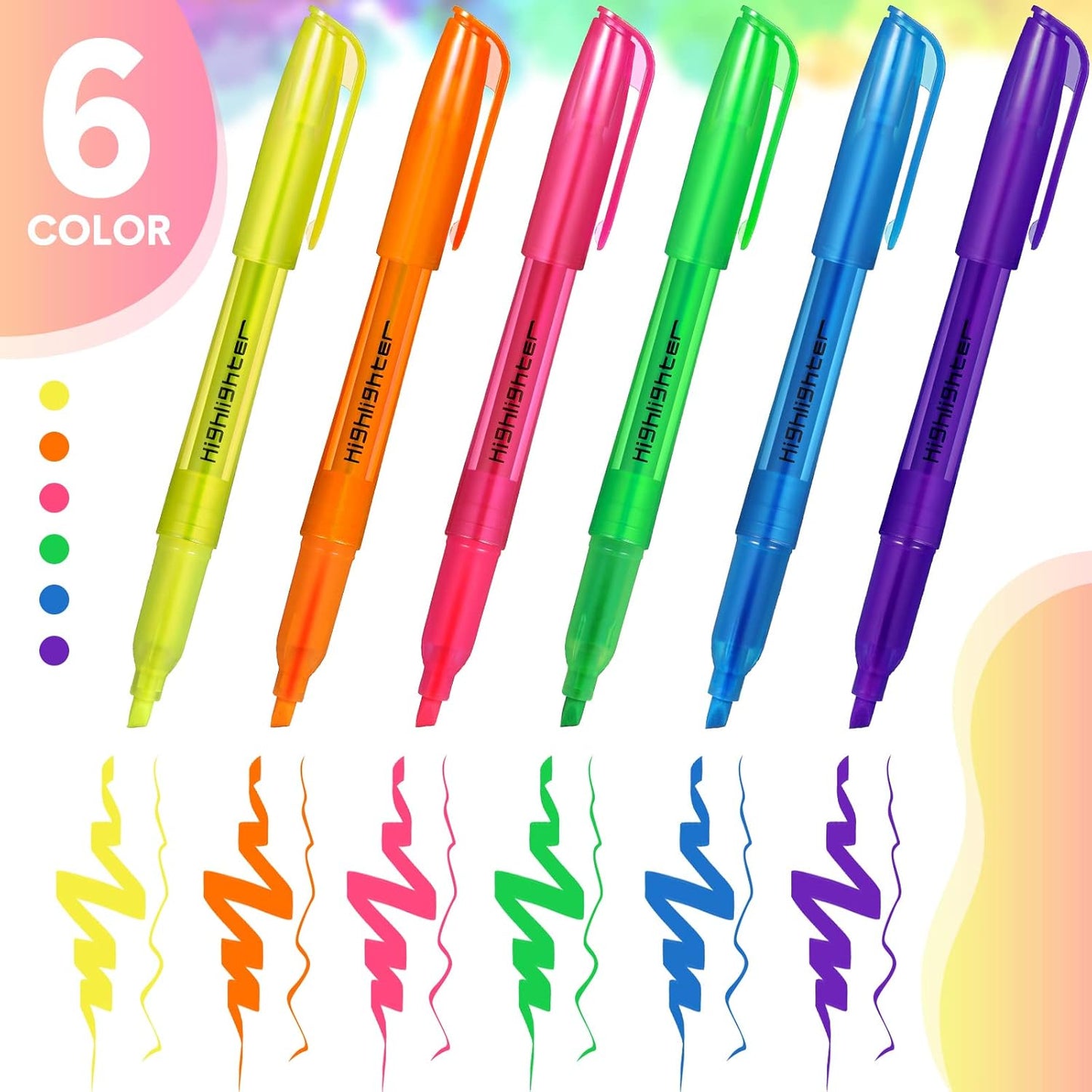 Thenshop 60 Pcs Highlighter Bulk Pack Assorted Colors Highlighter Markers Chisel Tip Fluorescent Pens for Office Classroom Back to School Supplies