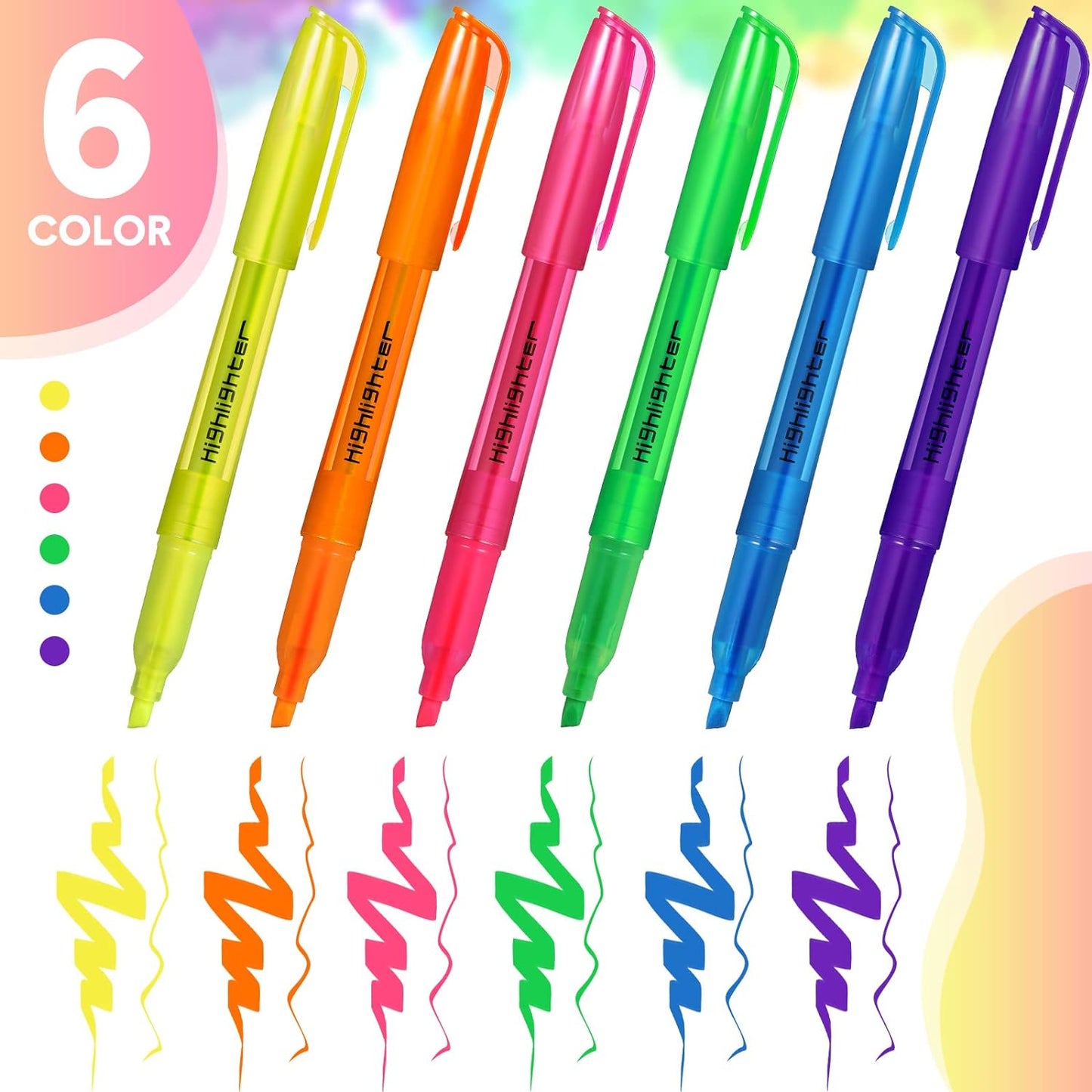 Thenshop 300 Pcs Highlighter Bulk Pack Assorted Colors Highlighter Markers Chisel Tip Fluorescent Pens for Office Classroom Back to School Supplies
