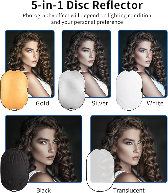 Selens 24x36inch/60x90cm Light Reflector Stand Kit 5-in-1 Collapsible Multi-Disc - Image 4