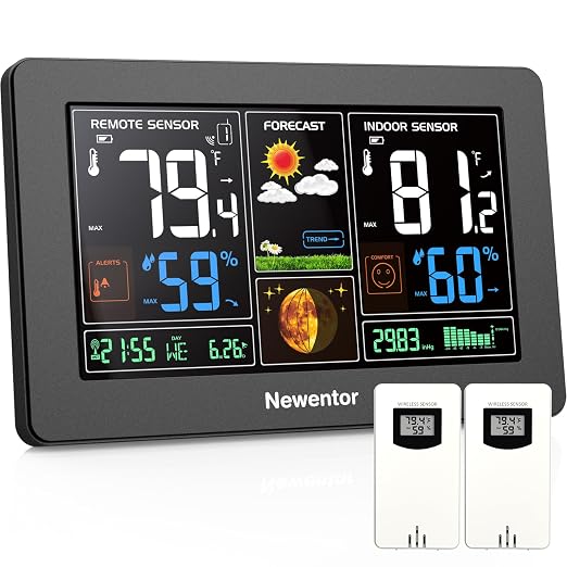 Newentor Weather Station Wireless Indoor Outdoor Thermometer, Color Display by Newentor
