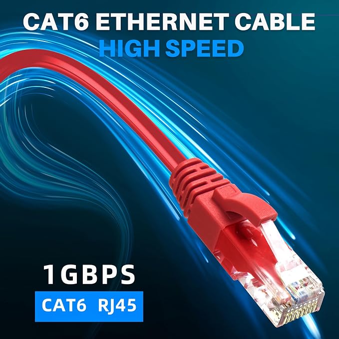 Adoreen Cat 6 Ethernet Cable 250 Ft-Red, Outdoor & Indoor Snagless Long Round - Image 5