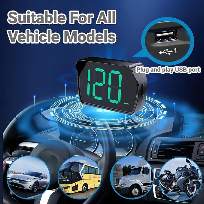 Speedometer HUD for Cars Trucks Motorcycles USB Plug & Play Digital MPH Speed - Image 8
