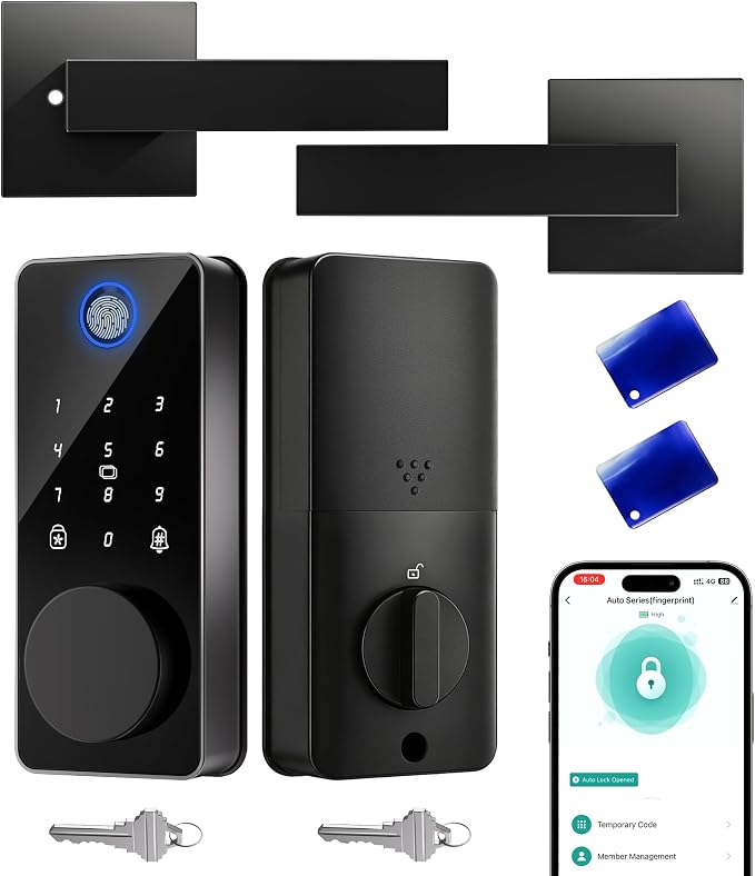 Smart Deadbolt Lock with 2 Handle Set, 5-in-1 Keyless Entry Door Lock with by IBLOGSmartDoorLock