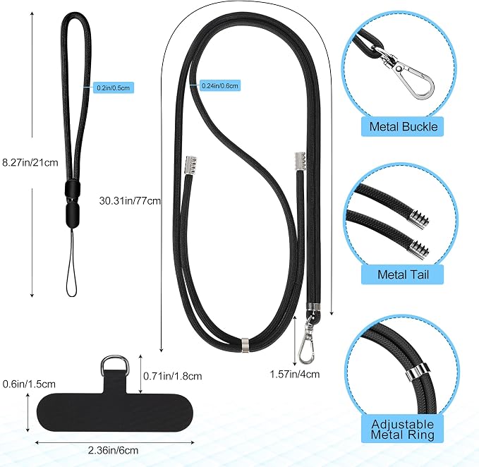 takyu Phone Lanyard, 2 Pack Adjustable Cell Phone Lanyard Crossbody Neck Strap - Image 3