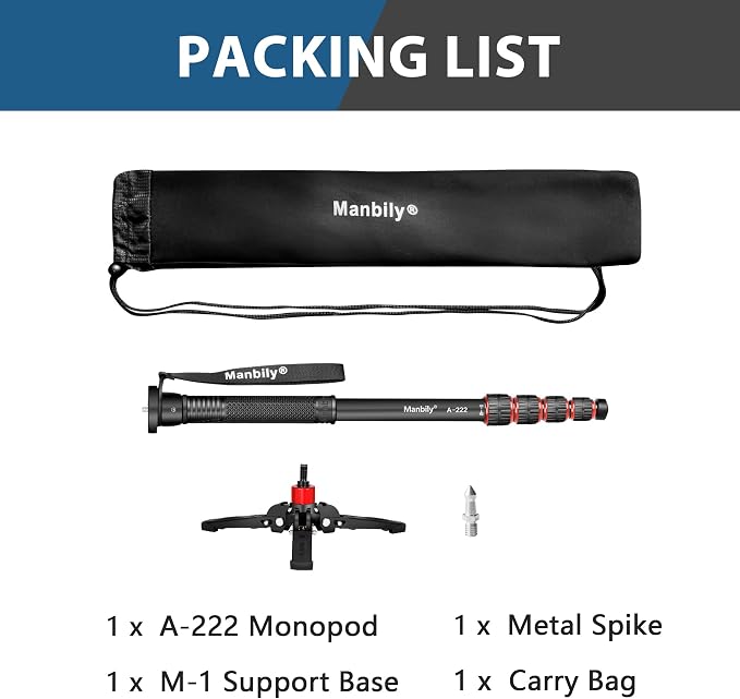 Manbily Extendable Camera Aluminum Monopod - Image 7