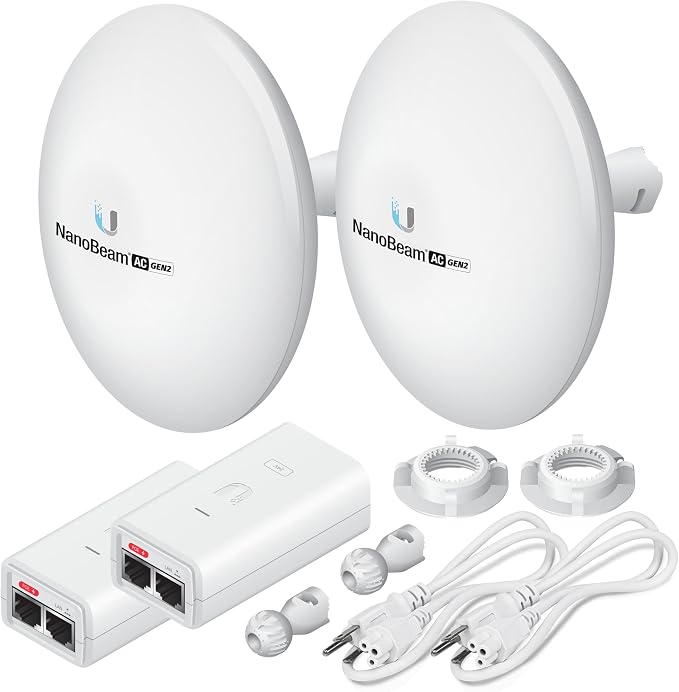 Wireless Bridge NBE-5AC-GEN2 PRE-CONFIGURED Bundle of 2 Ubiquiti NanoBeam 5AC by GOODSTORY