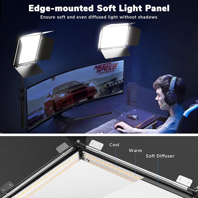 D50 Photography Lighting with Barn Door, 45W 3000K-8000K Dimmable Bi-Color - Image 4