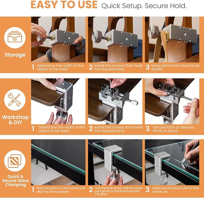 Heavy Duty C Clamp & Desk Clamp, Aluminum Alloy Table Mount - Image 4