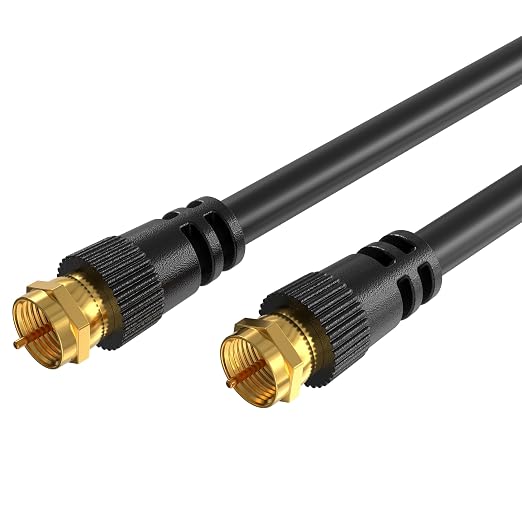 Cables Direct Online Pack of 2 x Coaxial Cables 10FT Black Coax RG6 Male F Type by CablesDirect