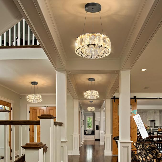 HAIXIANG Modern Crystal Chandelier Dimmable LED 8 Inch Ring Pendant Lights - Image 4
