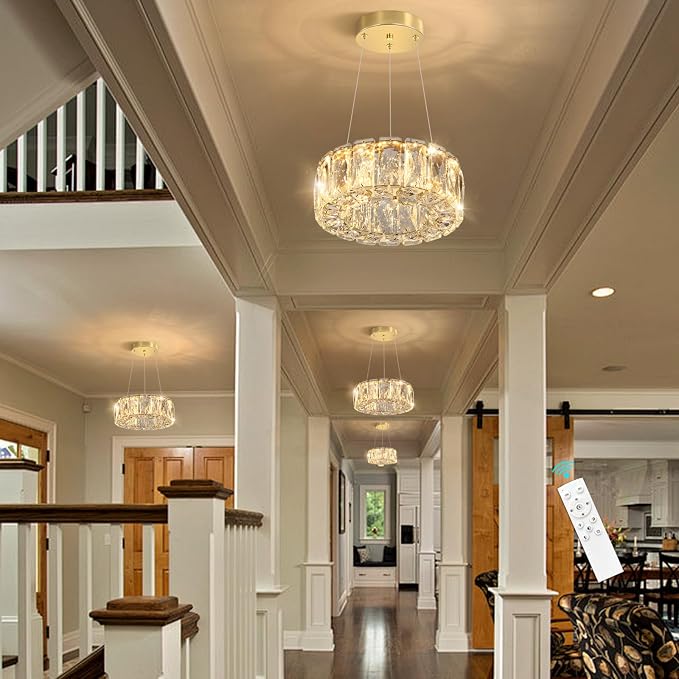 HAIXIANG Modern Crystal Chandelier Dimmable LED 8 Inch Ring Pendant Lights - Image 3