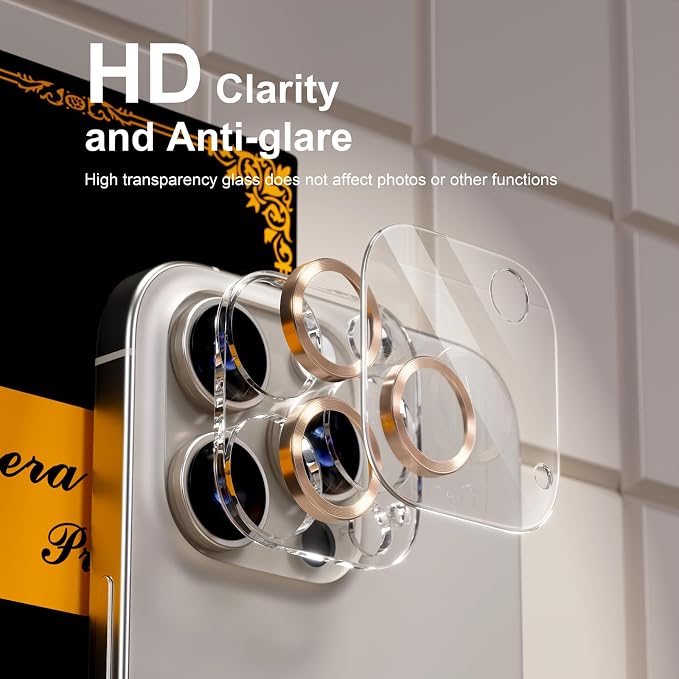 for 6 Pack iPhone 15 Pro/iPhone 15 Pro Max Camera Lens Protector 9H Tempered - Image 7