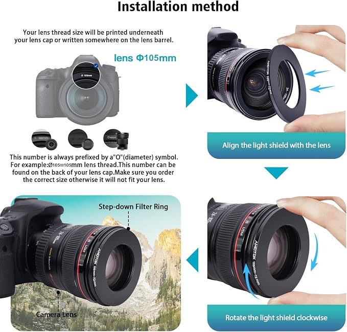 105mm Lens to 72mm Camera Lens Adapter, 105mm-72mm Filter Step-Down Ring - Image 5