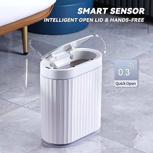 ELPHECO Bathroom Trash can Motion Sensor, AutomaticGarbage can, Slim Plastic - Image 4
