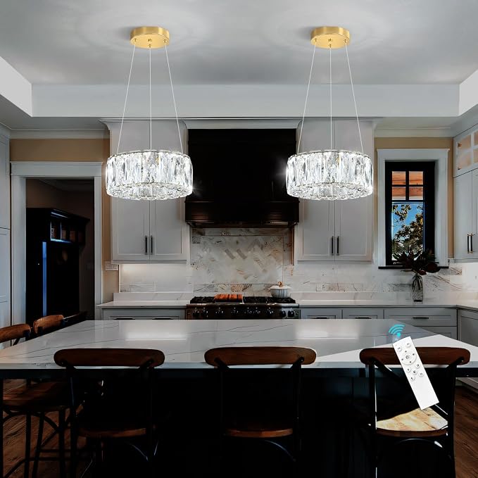 HAIXIANG Modern Crystal Chandelier Dimmable LED 8 Inch Ring Pendant Lights - Image 6