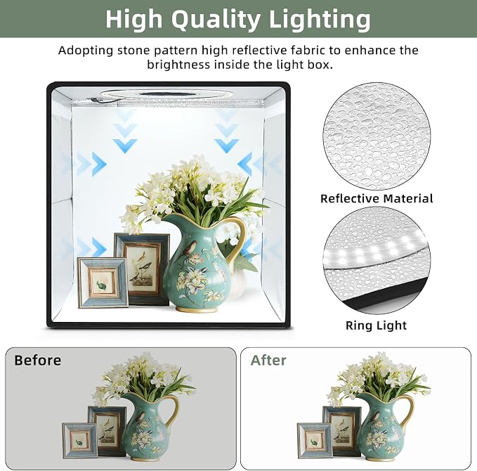 Lightdow 10"x10"x10" Photo Studio Light Box Photography - Image 6