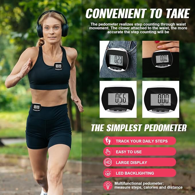 Weewooday Pedometer for Walking Steps and Miles Simple Pedometer Clip on - Image 6