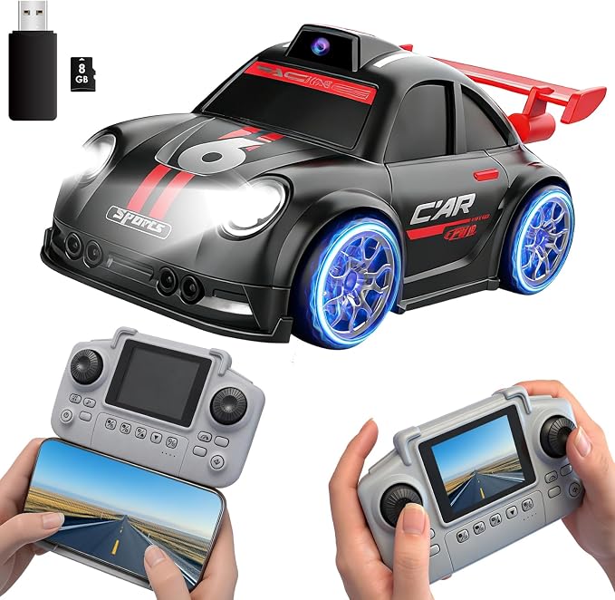 Mini RC Car with Camera, 2.4" Screen FPV Remote Control Car with 8G Card by OBEST