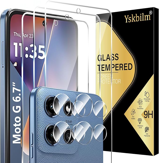 Designed for Motorola Moto G 5G 2025 Tempered Glass Screen Protector + Camera by Unknown