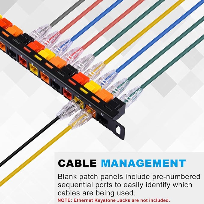 GeeekPi 10 inch 0.5U 12 Port Blank Keystone Patch Panel - Image 4